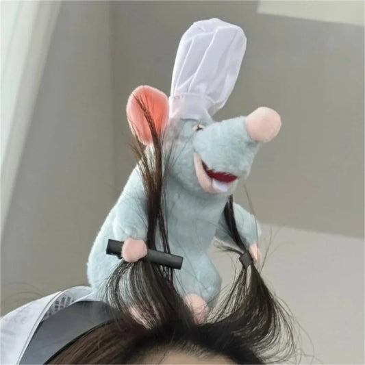 Disney Ratatouille Plush Doll Hairband Face Wash Makeup Wide-Brimmed Headband Hairpin Headdress Creativity Girls Toys Gifts