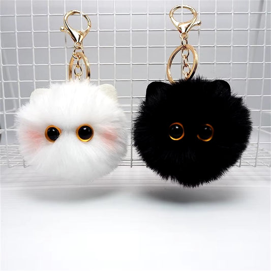 Blush Cat Ball Mountain Mountain Black Briquettes Cat Hand Plush Doll Key Chain Pendant Girl Heart School Bag Pendant